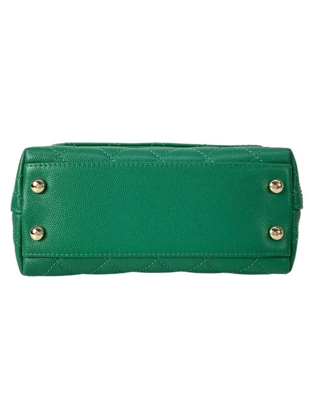 Chanel Handbag Top Handle Mini Flap Bag Coco XXS Quilted Green Silver
